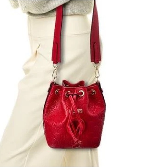 Valentino By Mario Valentino Handbags - Valentino By Mario Valentino Jules Dollaro Monogram Red Leather Bucket Bag $1300